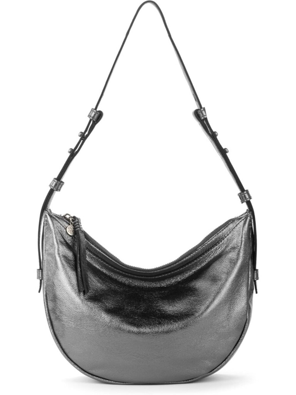Women Silver Zipper Closure & Adjustable Strap Travel Crossbody Handbag